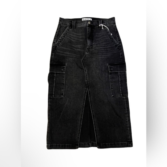 NWT The Girls Next Door Midi Skirt by Daze in Last Night Black Denim size 26